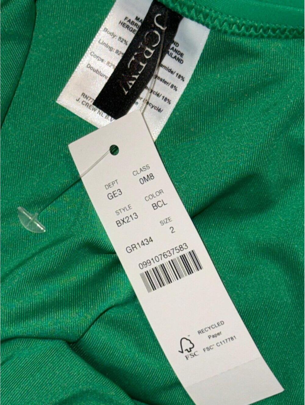J.Crew One Shoulder Ruched One Piece Swimsuit Green Size 2 NWT - Picture 4 of 4